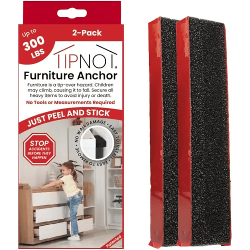 Adhesive Furniture Anchor, No-Drill, Aesthetic & Invisible Once Installed, Anti-Tip Furniture Safety Anchor to Childproof and Babyproof Your Home, Holds Up to 300 Pounds, 2-Pack