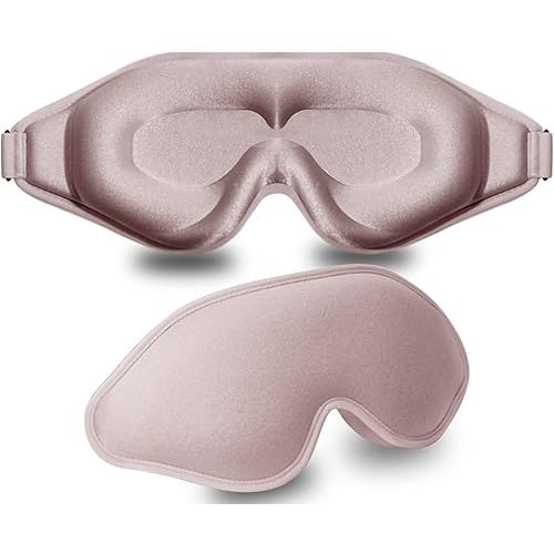 Sleep Mask, 3D Deep Contoured Eye Covers for Sleeping, 99% Block Out Light Eye Mask,Zero Pressure Cup Blindfold for Men Women, with Adjustable Strap for Sleeping, Yoga, Traveling (Pink)