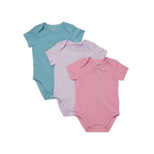 Hanes Pure Comfort Baby Short Sleeve Bodysuits, Organic Cotton, Boys & Girls, 3-Pack Dusty Jewel Tones Assortment 3MTH