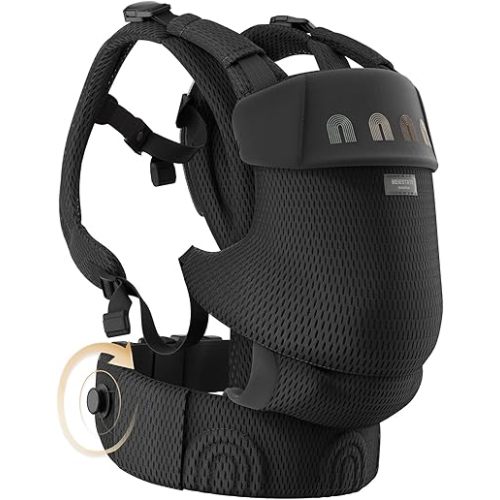 Baby Carrier Newborn to Toddler, Adjustable Infant Carrier with One-Hand Waist Knob, Breathable Mesh, Magnetic Buckle, Ergonomic Lumbar Support, Lightweight 7-33 lbs (Black)