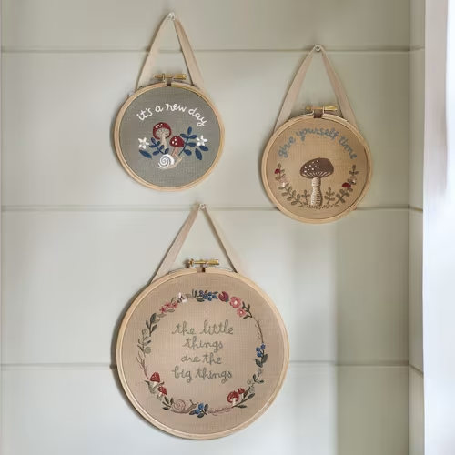 3-Piece Embroidered Hoop Wall Art