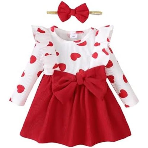 Mioglrie Toddler Baby Girl Dress 3 6 9 12 18 24 Months Fall Winter Infant Baby Girls Dresses with Headband