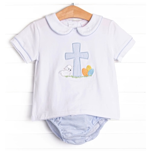 Sunday Gathering Applique Diaper Set, Blue – Stitchy Fish