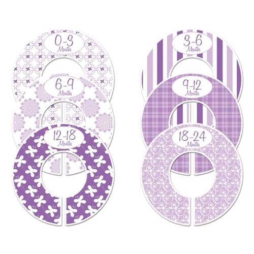 6 Baby Girl Nursery C134 Clothing Size Closet Dividers Purple Theme