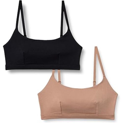 Amazon Essentials Women's Cotton Jersey Pull on Scoop Bralette, Pack of 2