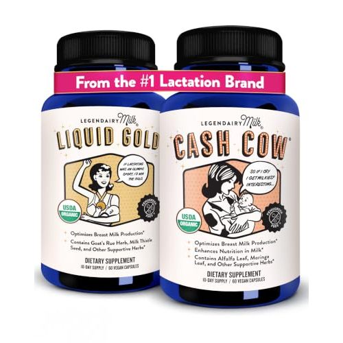 Legendairy Milk Liquid Gold + Cash Cow, Lactation Supplement for Milk Supply Increase and Enhance Prolactin Release - Lactation Support for Breast Milk Production