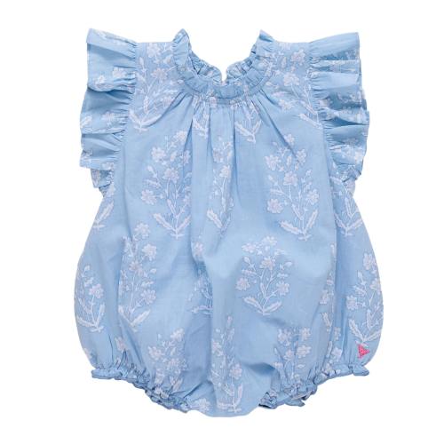 Baby Girls Harper Bubble - Blue Dewdrop Block Print