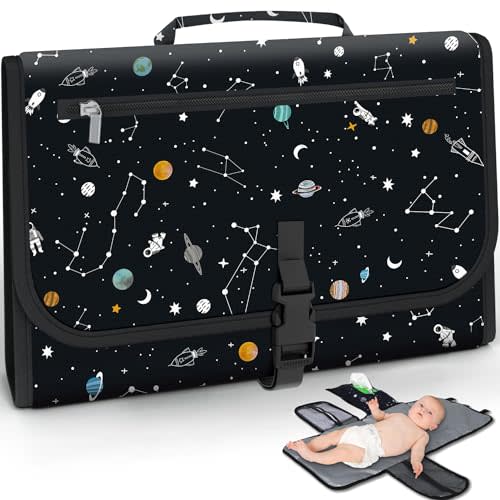 Polovillae Portable Diaper Changing Pad - Waterproof Foldable Baby Changing Mat-Made with Premium Materials - Great for Newborn Girls & Boys & for Travel Baby Changing Station, Infant Gift, Space