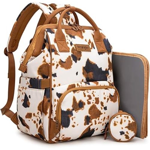 Montana West Wrangler Diaper Bag Backpacks Western Backpack Purses Multi-function Baby Bags for Mom with Waterproof Changing Pad & Pacifier Case