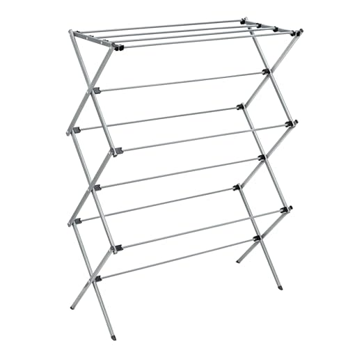 Honey-Can-Do Collapsible Laundry Drying Rack, Sturdy Steel, Foldable & Portable Clothes Drying Rack, Space-Saving Design, Indoor & Outdoor Drying, Ideal for Laundry Room 50lb Capacity, Silver