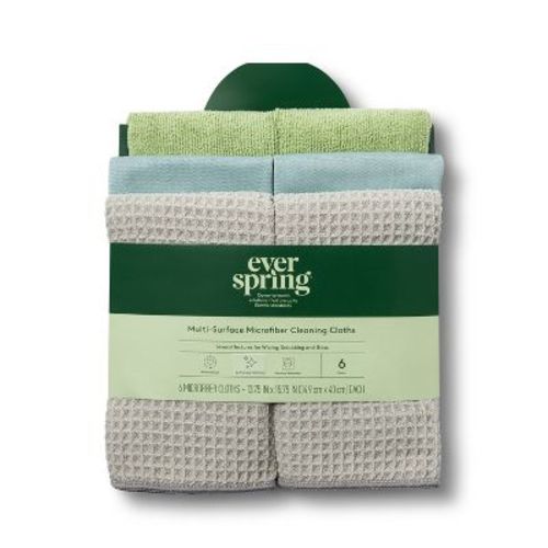 Multi-Surface Microfiber Cleaning Cloths - 6ct - Everspring™
