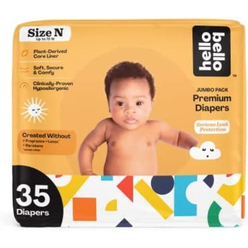 Hello Bello Baby Diapers - Size Newborn - Building Blocks - Pack of 35