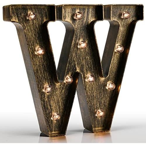 Pooqla Vintage Light Up Marquee Letters with Lights – Illuminated Industrial Style Lighted Alphabet Letter Signs - Coffee Bar Apartment Bedroom Wall Home Initials Decor A-Z