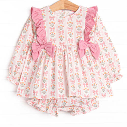 Bow Bouquets Side Tie Diaper Set, Pink – Stitchy Fish