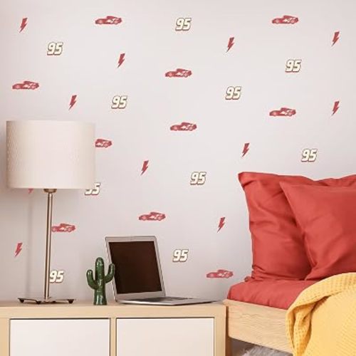Disney Pixar Cars Wall Decals - 76 Pc Small Vinyl Stickers for Nursery Bedroom Bathroom - Peel and Stick Room Decorations