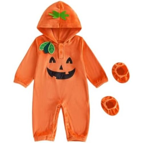 Newborn Baby Girl Boy Halloween Costumes Pumpkin Jumpsuit