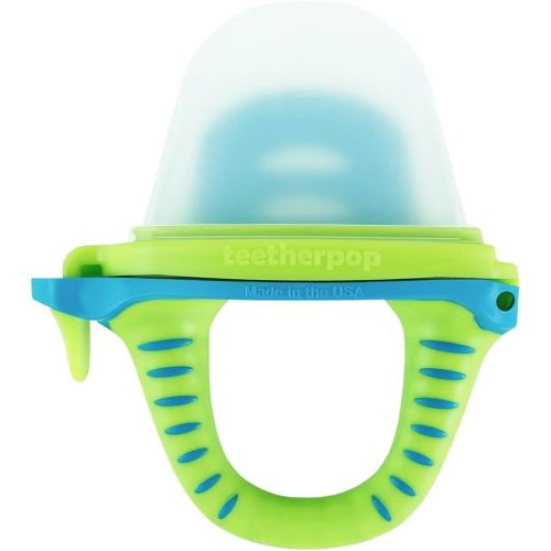 Teetherpop Fillable Silicone Teether for Babies – Breastmilk Popsicle Molds for Teething with Spill-Proof Sippy Slits – Freezable Baby Teethers for Liquids & Purées - Cooling Teething Relief LimonTeal
