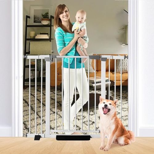 30 Inch Tall Cat Pet Gate Baby Gate Auto Close Pet Gate Adjustable 29.92"-49.21" Wide Pressure Mounted Walk Through Swing Safety Pet Gates Child Gate (29.92"-49.21" Wide)