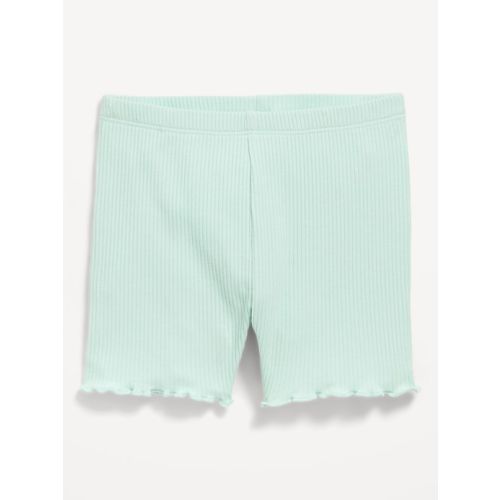 Rib-Knit Lettuce-Edge Biker Shorts for Toddler Girls