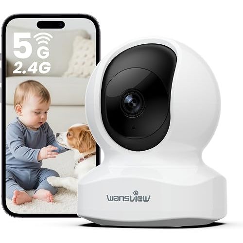 wansview Indoor/Baby/Pet Camera with Phone App, 5G&2.4G Wi-Fi, Q5 5MP White