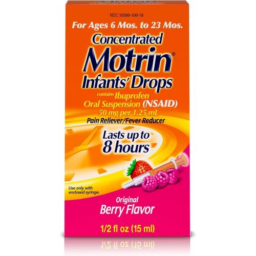 Infants' Motrin Concentrated Drops, Fever Reducer, Ibuprofen, Berry Flavored, 0.5 Oz, 2 Pack