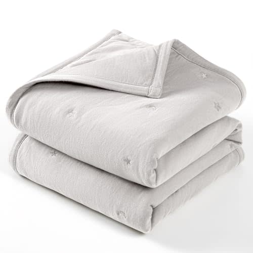 Lulu moon Baby Crib Blanket - Jersey Cotton Crib Quilt for Infant and Toddler Bedding - Lightweight Nursery Quilted Blanket for Girls and Boys 30x40''（Sliver Grey）