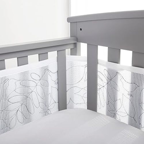 BreathableBaby Breathable Mesh Liner for Full-Size Cribs, Deluxe 4mm Mesh, Feathered Friends (Size 4FS Covers 3 or 4 Sides)
