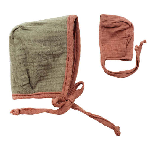 Unisex Rustic Reversible Bonnet – Olive and Cradle