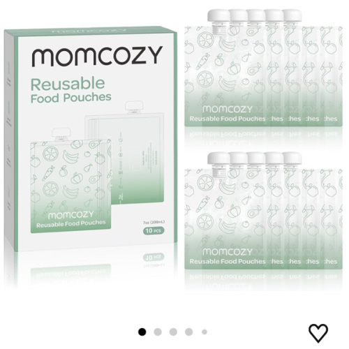 Momcozy Reusable Baby Food Pouches for Toddlers,BPA Free Plastic,Food Safe,Freezer Safe,Refillable for Applesauce Yogurt & Puree Squeeze Pouch,10 Packs,7oz