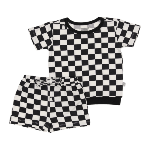 Bumbunny Baby Two-Piece Short Jogger Set in Midnight Milk - Shop