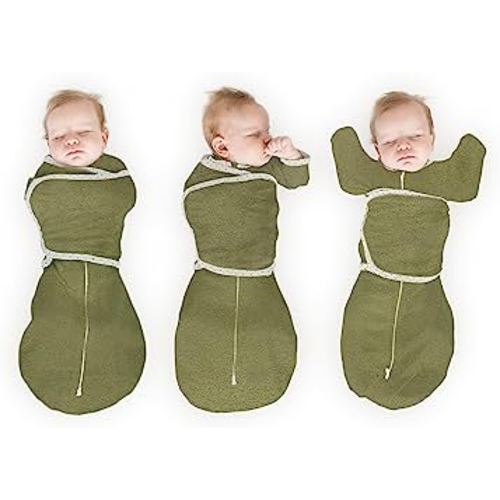 SwaddleDesigns 6-Way Omni Swaddle Sack Arms Up Swaddle for Newborn, More Options to Calm Moro Reflex, Improves Sleep, Easy Transition Baby Sleep Sack, Small, 0-3 Mo, 6-12 lbs, Heathered Green Turtle