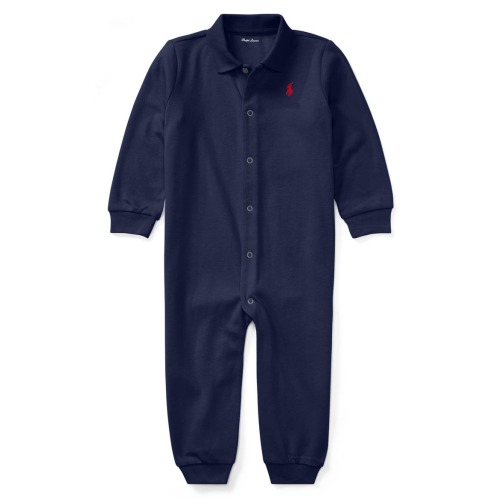 Solid Cotton Interlock Polo Romper