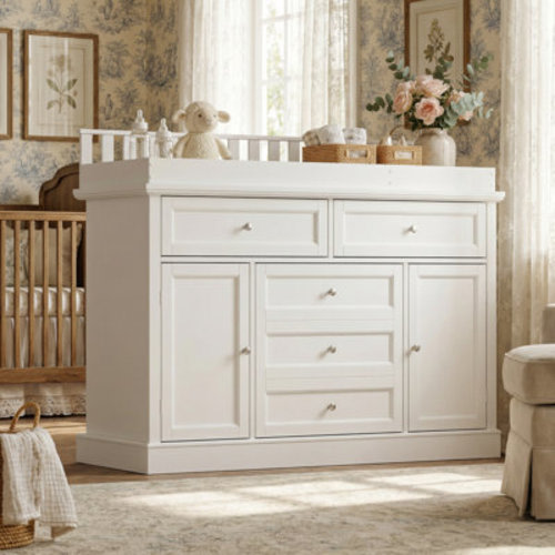 Lark Manor™ Creameans 5 Drawer Changing Table With 2 Cabinets | Wayfair