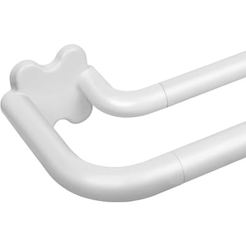 White Blackout Double Curtain Rods for Windows, USFOOK Adjustable Decorative Drapery Rod 32 to 58, 3/4 Inch Window Treatment Rod, Extendable Curtain Poles for Living Room