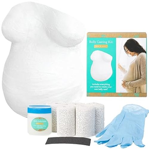 Kate & Milo Belly Casting Kit – DIY Pregnancy Keepsake Maternity Belly Cast Kit with 5 Non-Toxic Plaster Rolls, Gloves & Lubricant – Personalized Gift for Expecting Moms & Nursery Décor
