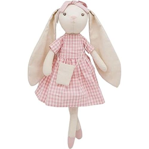 15" Bunny Stuffed Animal for Girls, Plush Toy Doll -Wearing Pink Plaid Dress,Cute Doll Set Dress Up for 3 4 5 Year Old Girl - Gift for Little Girl, Birthday, Easter,Christmas…