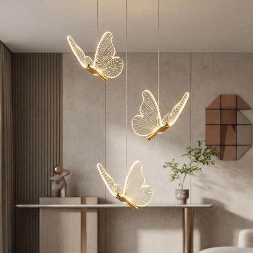 Butterfly Pendant Light Fixture Modern Ceiling Lamp Luxury Lighting Gold Chandelier Dining Room Statement Piece Hanging Led Contemporary