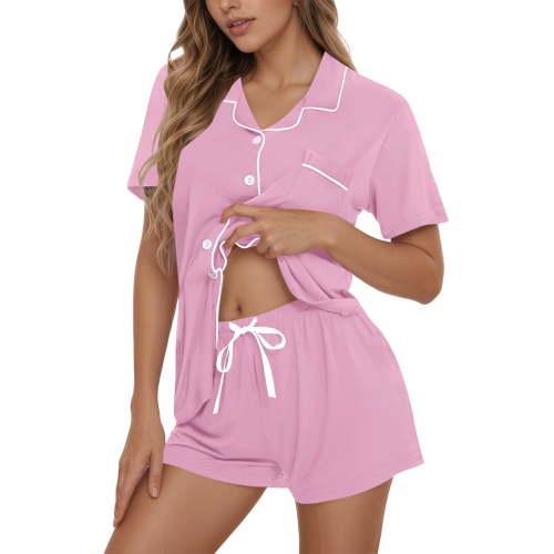 UVN Pajamas Sets for Women Button Down Short Sleeve Tops and Drawstring Shorts 2 Piece Lounge Set