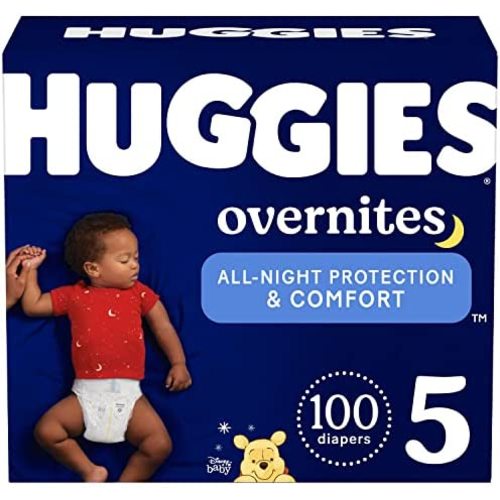Overnight Diapers Size 5 (27+ lbs), 100 Ct, Huggies Overnites Nighttime Baby Diapers