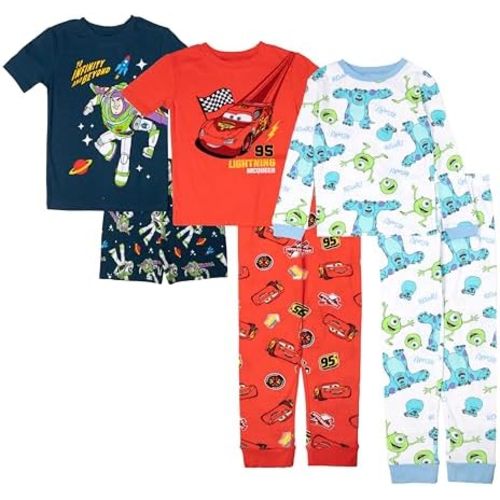 Disney Unisex Kids' 6-piece Snug-fit Cotton Matching Comfortable Pajama Set, Soft & Cute for Kids