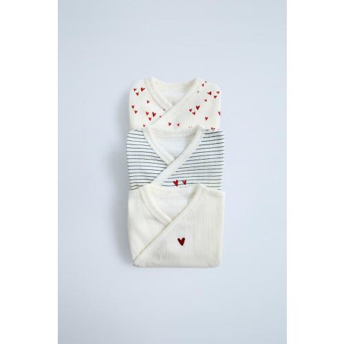 THREE-PACK OF KIMONO HEART BODYSUITS - Ecru | ZARA United States