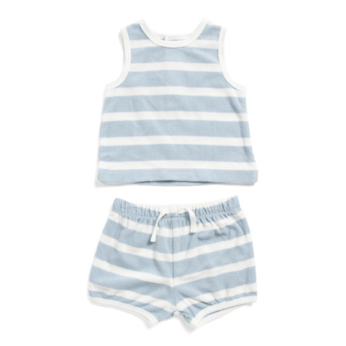 Infant Girls 2pc Striped Seaside Terry Top And Shorts Set | Baby | Marshalls