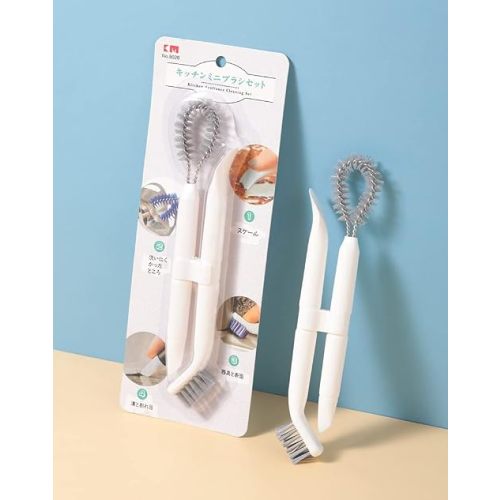 Crevice Cleaning Brushes (White) Deep Clean Set for Kitchen, Appliances, Grout, and Narrow Spaces - Small Detail Scrub Brush for Tile
