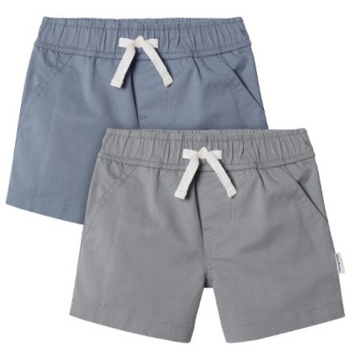 Gerber Baby Boys Grey/Blue Shorts, 2-Pack, 0-3 Months