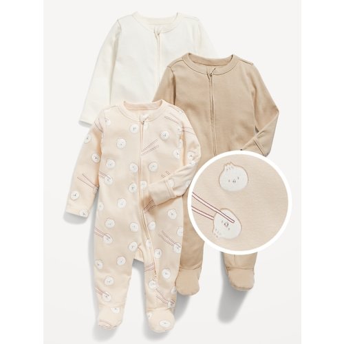 Unisex 2-Way-Zip Sleep &amp; Play Footed One-Piece 3-Pack for Baby