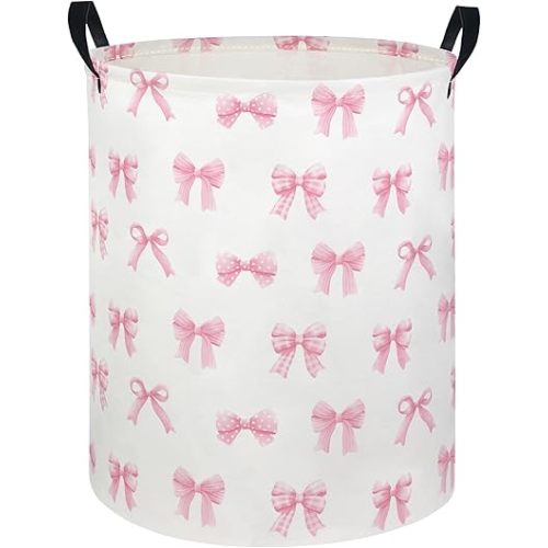 Baby Laundry Hamper kids laundry Basket Waterproof Laundry Bag for Bedroom Clothes Organizer Room Décor(Bowknot)