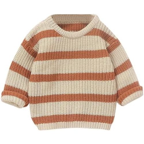 Baby Striped Knitted Sweater Boys Girls Color Block Oversized Sweater Crewneck Long Sleeve Pullover Sweatshirt Tops
