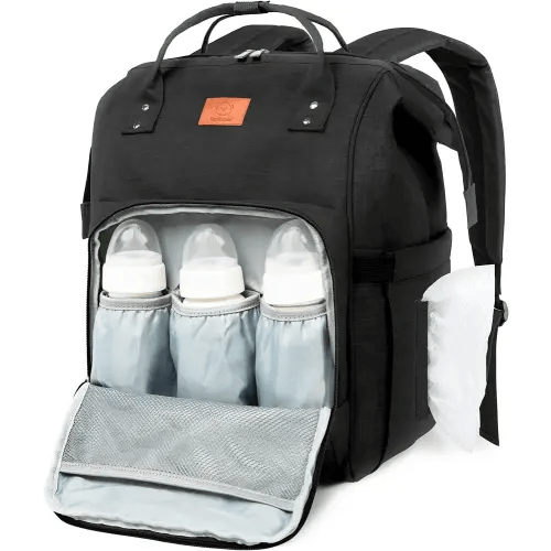 KeaBabies Nappy Changing Bag - Baby Diaper Bag Backpack with Changing Pad, Large Nappy Bag Backpack, Multi-functional Waterproof Baby Bag for Mom and Dad, Stylish Travel Baby Backpack (Trendy Black)