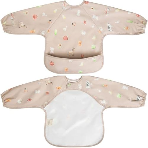 Ali+Oli Smock Bibs for Babies, BPA-Free Oeko-Tex Certified, Waterproof Baby Smock, Machine Washable, Toddlers Ages 6m+