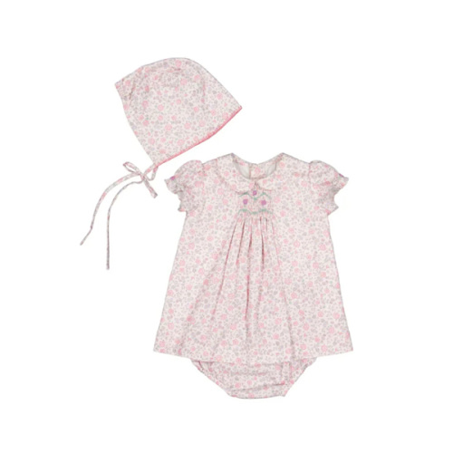 Violette Floral Pink Short Puff Baby Set | Over The Moon